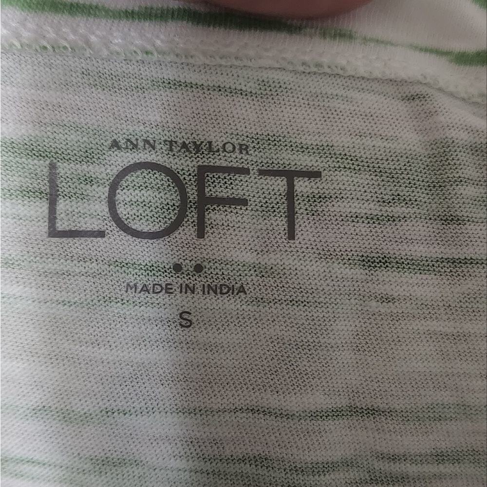 LOFT GREEN and white striped 100% cotton long sleeve tee shirt size small - Picture 5 of 6